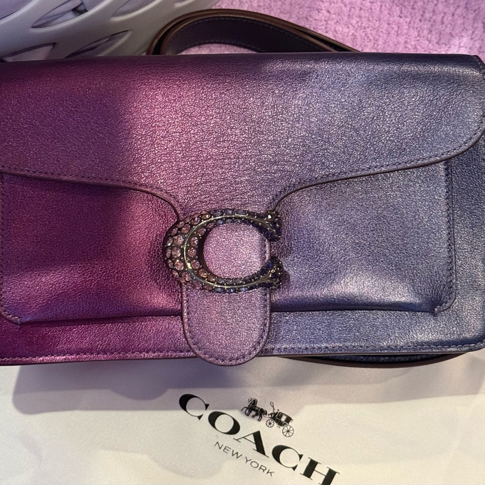 Coach Women's Gradient Purple and Silver Crossbody Bag